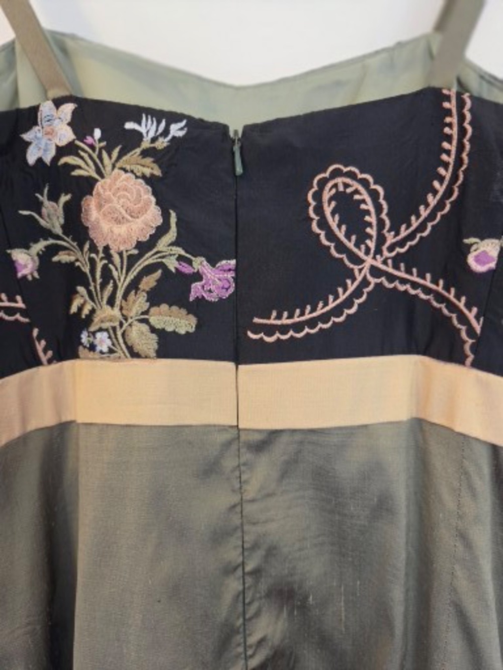 Vintage Rodel Meier gown/dress raw silk embroidery wedding guest maxi prom grad - Picture 11 of 11